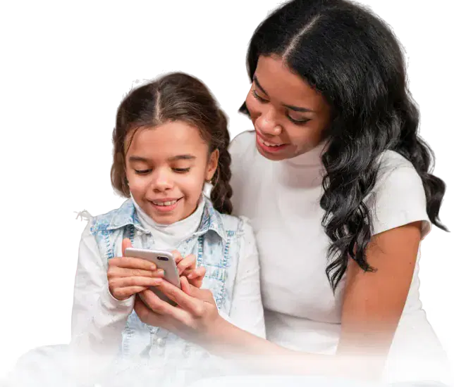 Mother and daughter using CoziCademy for family learning
